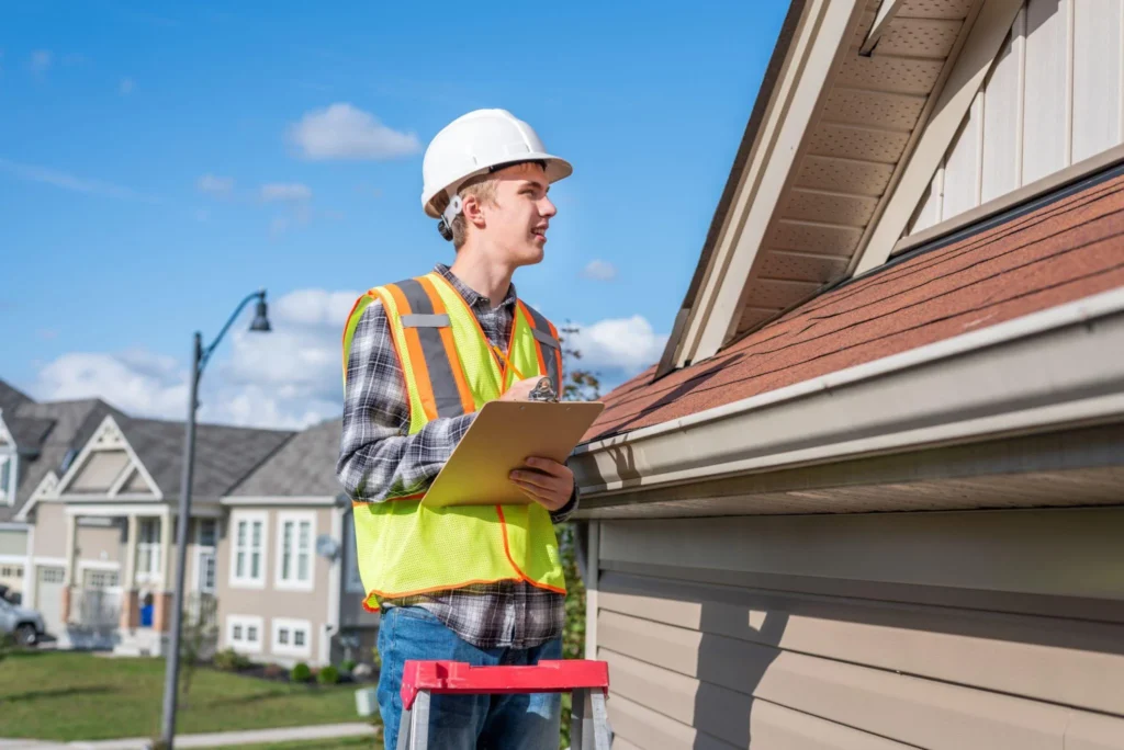Home inspector standing outside a Canadian home in Brampton